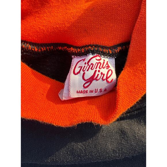 Vintage 90s pumpkin Patch Ginnis Girl sweatshirt Black orange made in USA XL - Picture 3 of 5